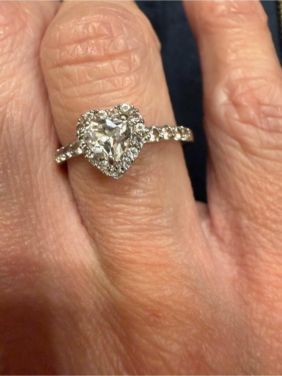 Zales Jewelry - Zales NEW Sterling Silver White Sapphire Heart Halo Ring Size 7